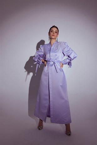 Omuz Güpür Detaylı Exclusive Kimono Abaya 